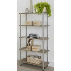 Trezza 60"H 4-Shelf Bookcase, Light Oak