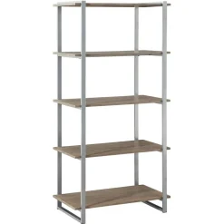 Trezza 60"H 4-Shelf Bookcase, Light Oak