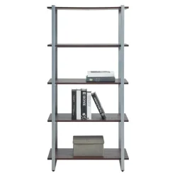 Trezza 60"H 4-Shelf Bookcase, Warm Walnut