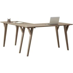 Trezza 62"W L-Shaped Computer Desk, Light Oak