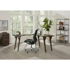 Trezza 62"W L-Shaped Computer Desk, Warm Walnut