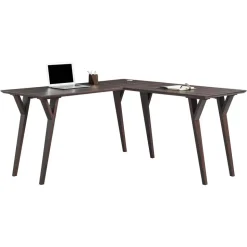 Trezza 62"W L-Shaped Computer Desk, Warm Walnut