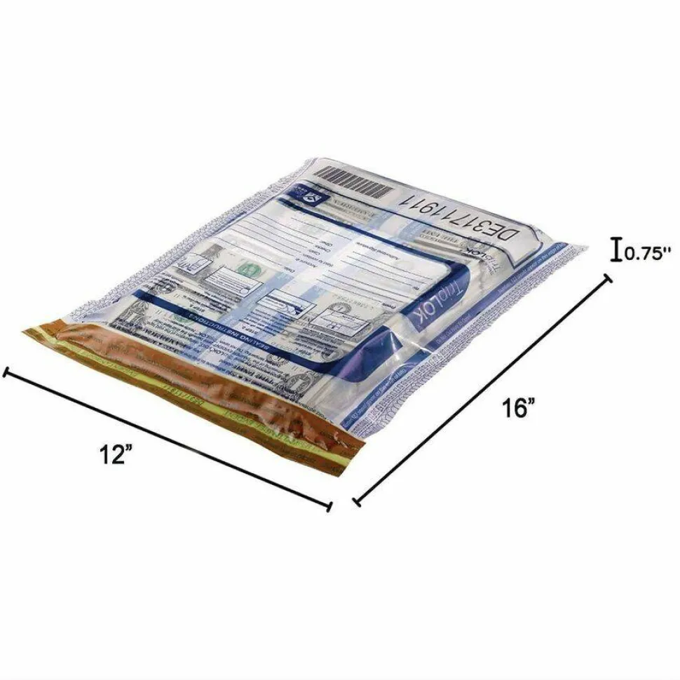 TripLOK Deposit Bag, Plastic, 12" x 16", Clear, 100/Pack
