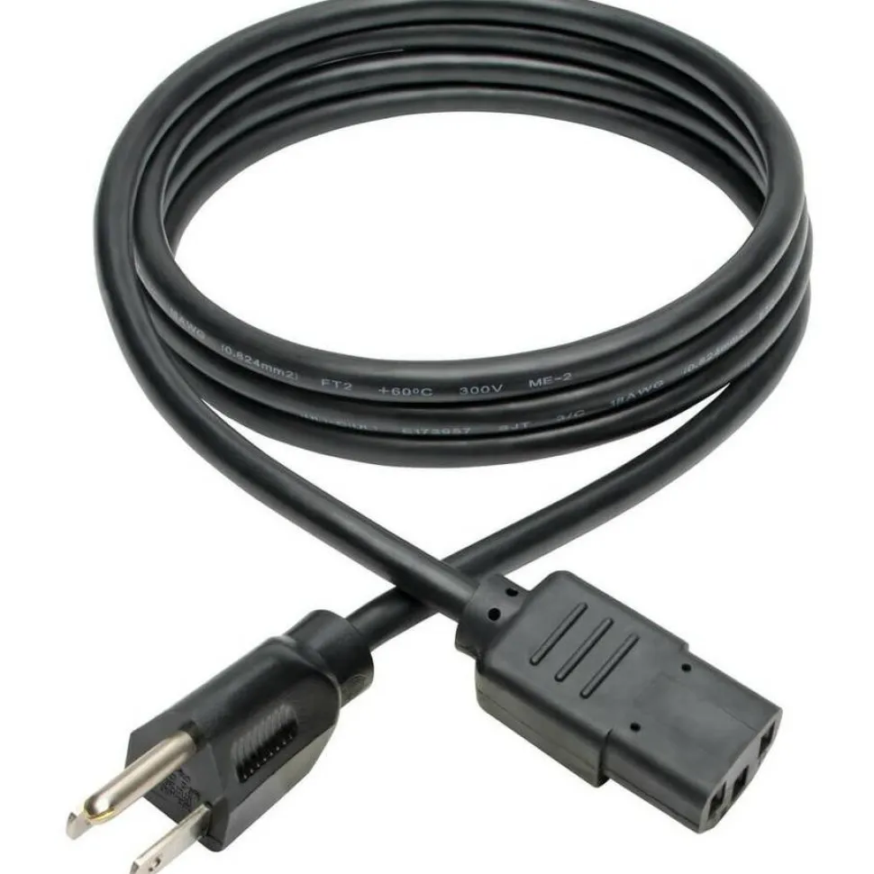 Tripp Lite by Eaton Desktop Computer AC Power Cable NEMA 5-15P to C13 - 10A 125V 18 AWG 6 ft. (1.83 m) Black