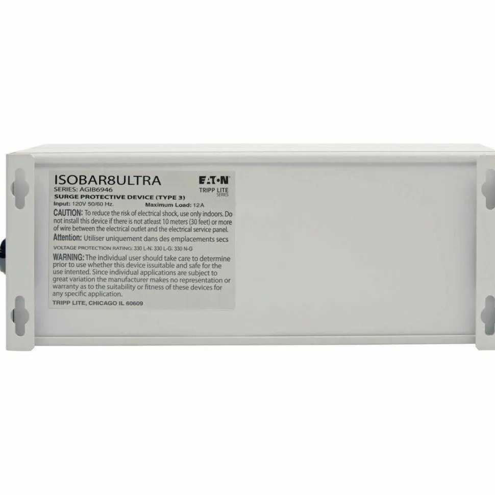 Tripp Lite by Eaton Isobar Premium Surge Suppressor, 8 AC Outlets, 12 ft Cord, 3,840 J, Light Gray
