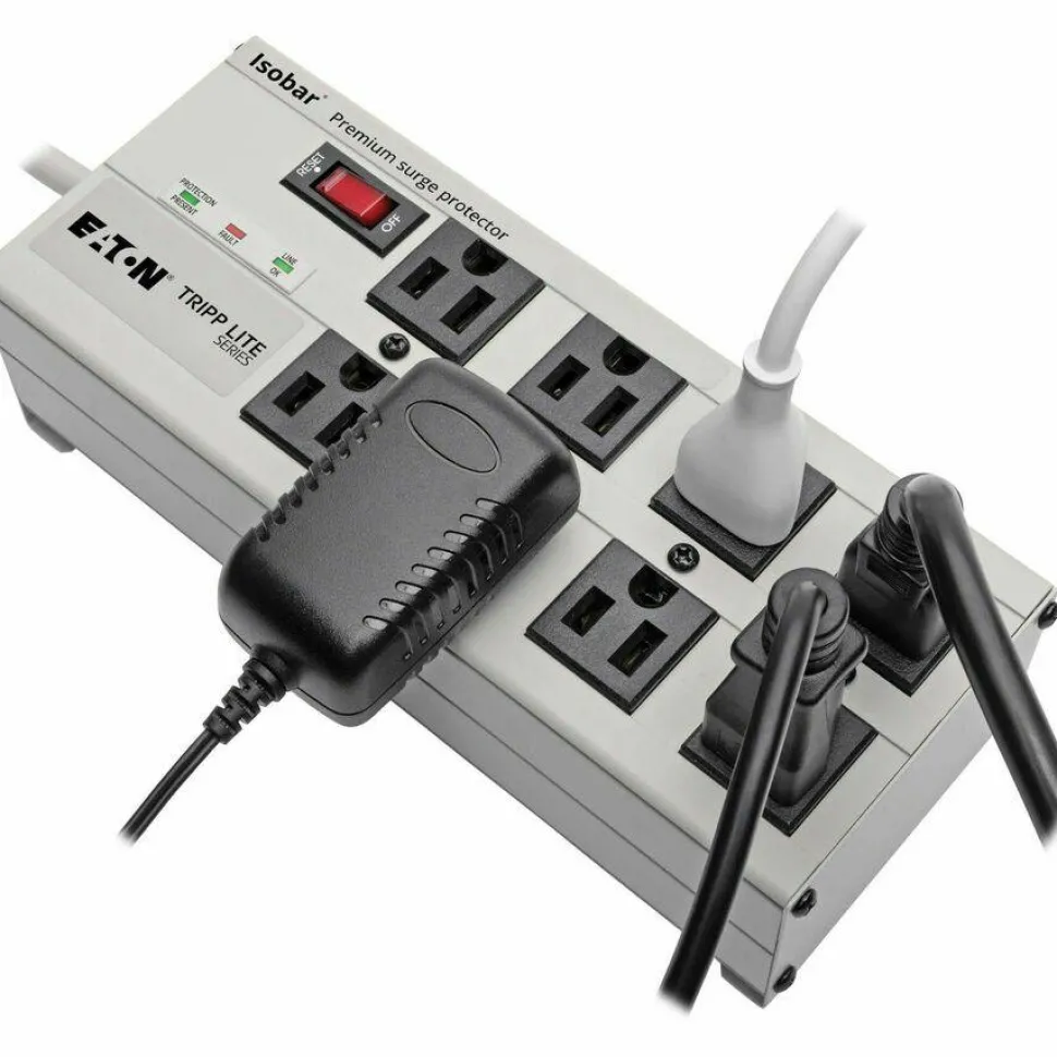 Tripp Lite by Eaton Isobar Premium Surge Suppressor, 8 AC Outlets, 12 ft Cord, 3,840 J, Light Gray