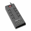 Tripp Lite by Eaton 8-Outlet Surge Protector with 4 USB Ports (4.2A Shared) - 6 ft. (1.83 m) Cord 1800 Joules Black