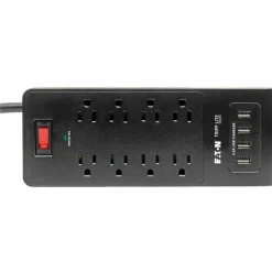 Tripp Lite by Eaton 8-Outlet Surge Protector with 4 USB Ports (4.2A Shared) - 6 ft. (1.83 m) Cord 1800 Joules Black