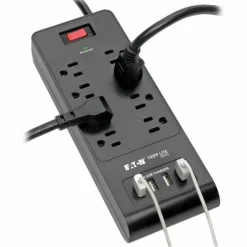 Tripp Lite by Eaton 8-Outlet Surge Protector with 4 USB Ports (4.2A Shared) - 6 ft. (1.83 m) Cord 1800 Joules Black