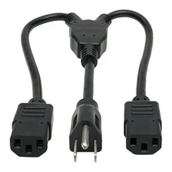 Tripp Lite by Eaton Power Cord Splitter C14 to 2xC13 PDU Style - 10A 250V 18 AWG 18-in. (45.72 cm) Black