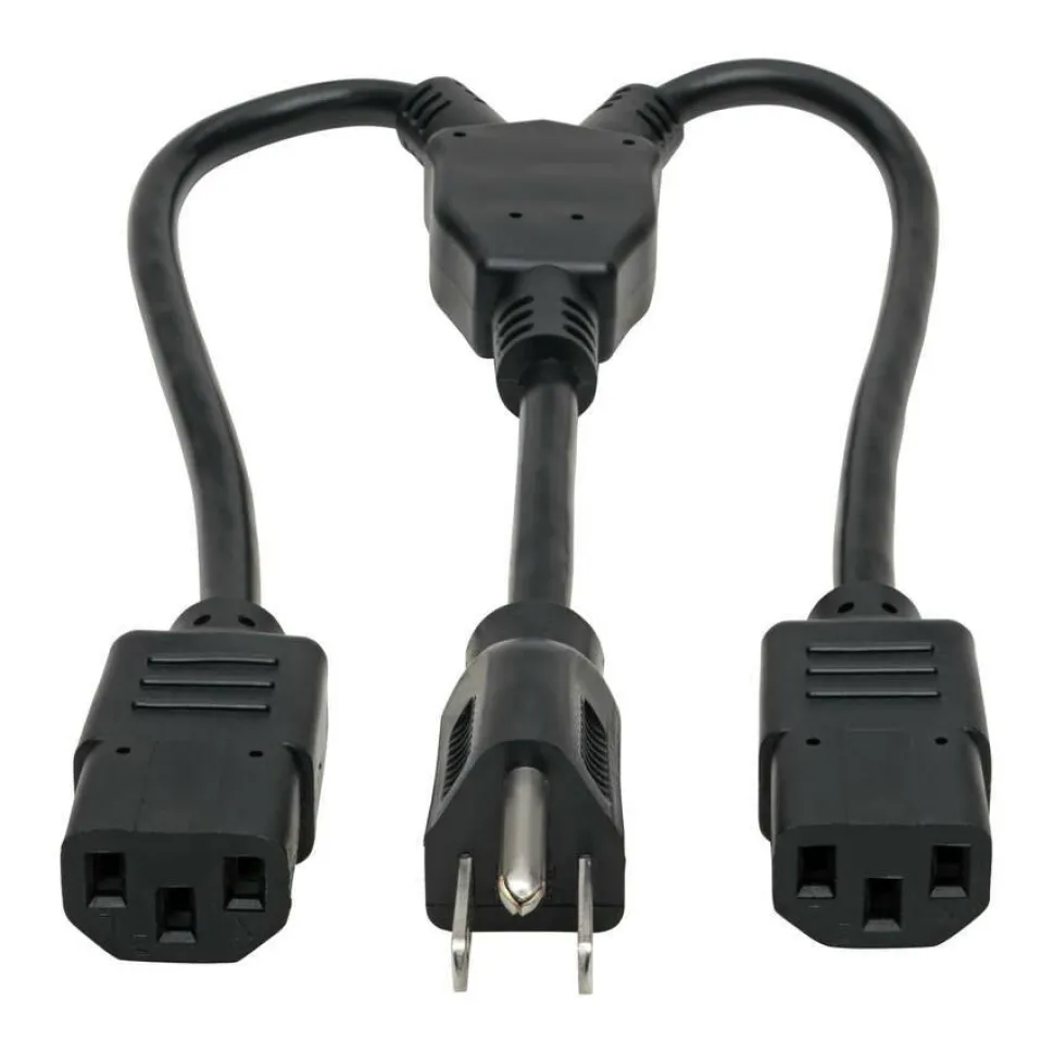 Tripp Lite by Eaton Power Cord Splitter C14 to 2xC13 PDU Style - 10A 250V 18 AWG 18-in. (45.72 cm) Black