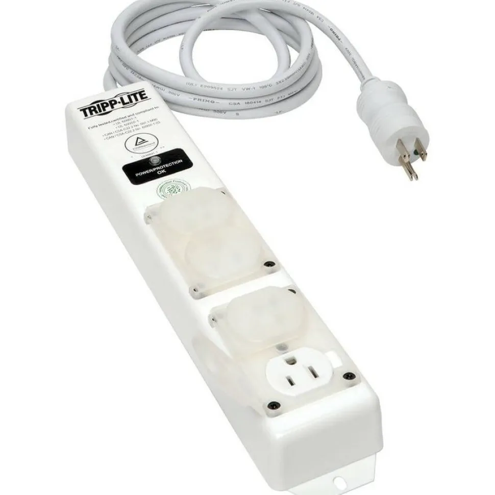 Tripp Lite by Eaton Safe-IT UL 60601-1 Medical-Grade Surge Protector for Patient-Care Vicinity 4x Hospital-Grade Outlets 15 ft. Cord Antimicrobial Protection