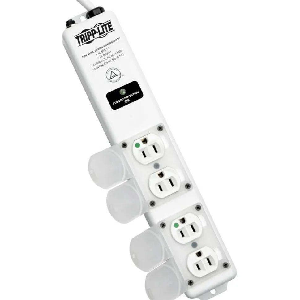 Tripp Lite by Eaton Safe-IT UL 60601-1 Medical-Grade Surge Protector for Patient-Care Vicinity 4x Hospital-Grade Outlets 15 ft. Cord Antimicrobial Protection