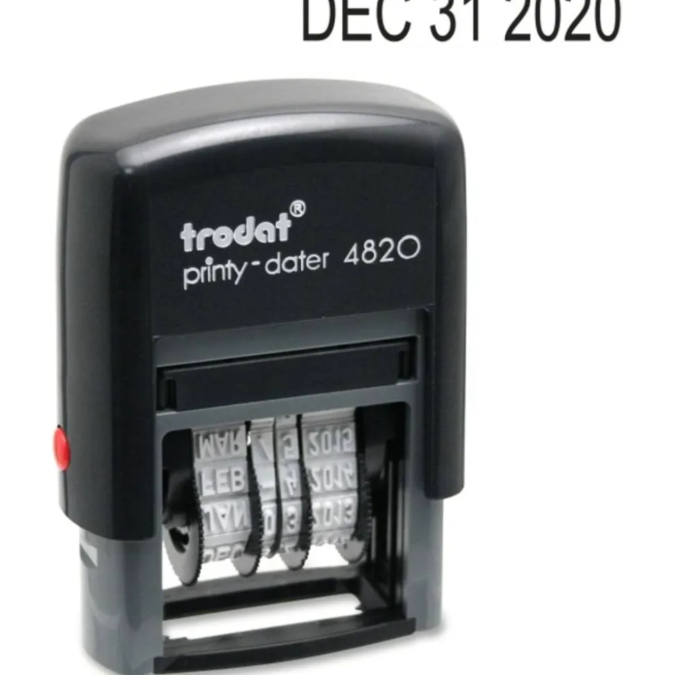 Trodat 4820 Self-Inking Stamp, Date Only, 3/8" x 1 5/8", 65% Recycled, Black