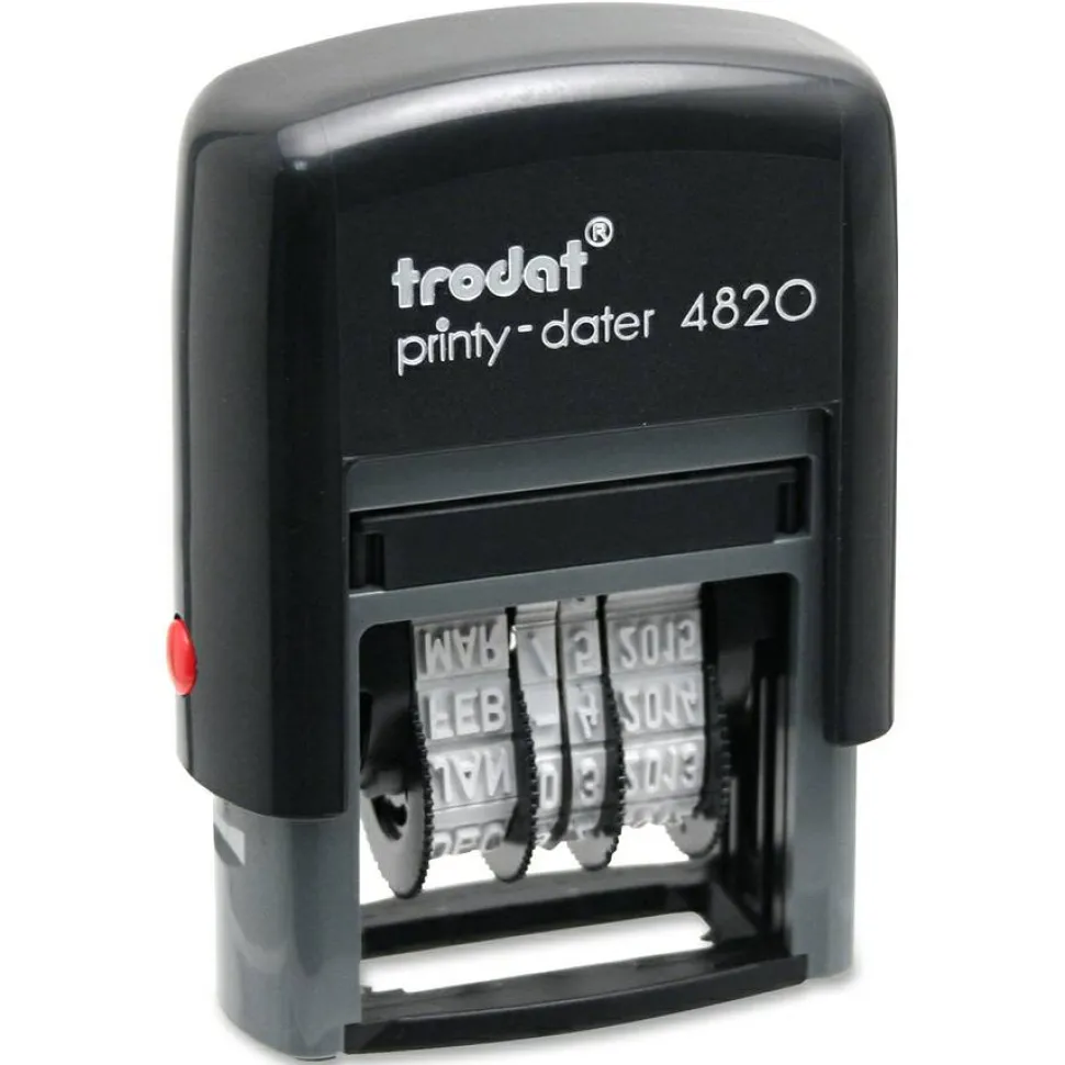 Trodat 4820 Self-Inking Stamp, Date Only, 3/8" x 1 5/8", 65% Recycled, Black