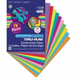 Tru-Ray Construction Paper, 50% Recycled, 9" x 12", Assorted Brights, Pack Of 50