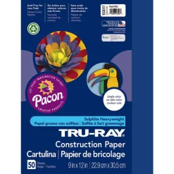 Tru-Ray Construction Paper, 50% Recycled, 9" x 12", Royal Blue, Pack Of 50
