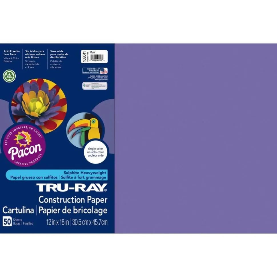 Tru-Ray Construction Paper, 50% Recycled, 12" x 18", Violet, Pack Of 50