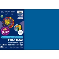 Tru-Ray Construction Paper, 50% Recycled, 12" x 18", Blue, Pack Of 50