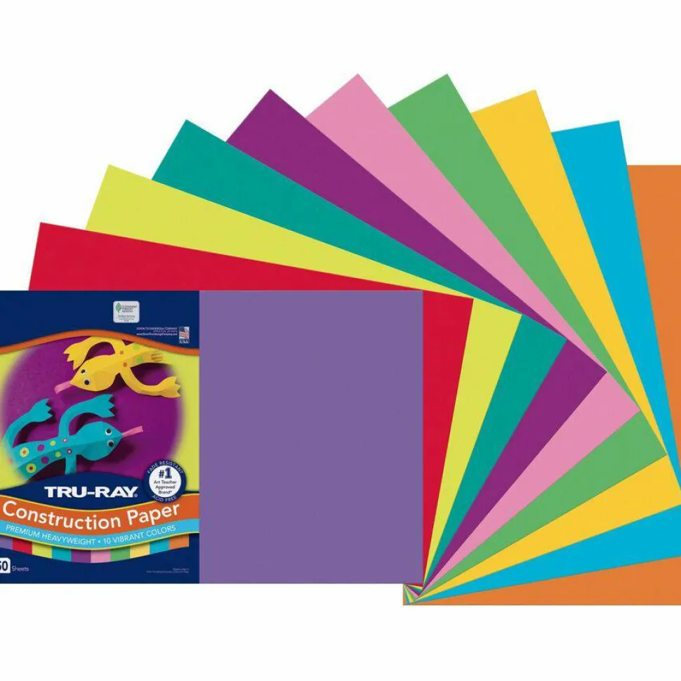 Tru-Ray Construction Paper, 50% Recycled, Assorted Colors, 12" x 18", Pack Of 50 Sheets