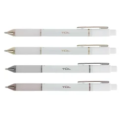 TUL BP Series Retractable Ballpoint Pens, Medium Point, 1.0 mm, Pearl White Barrel, Blue Ink, Pack Of 12 Pens
