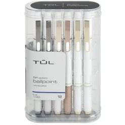 TUL BP Series Retractable Ballpoint Pens, Medium Point, 1.0 mm, Pearl White Barrel, Blue Ink, Pack Of 12 Pens