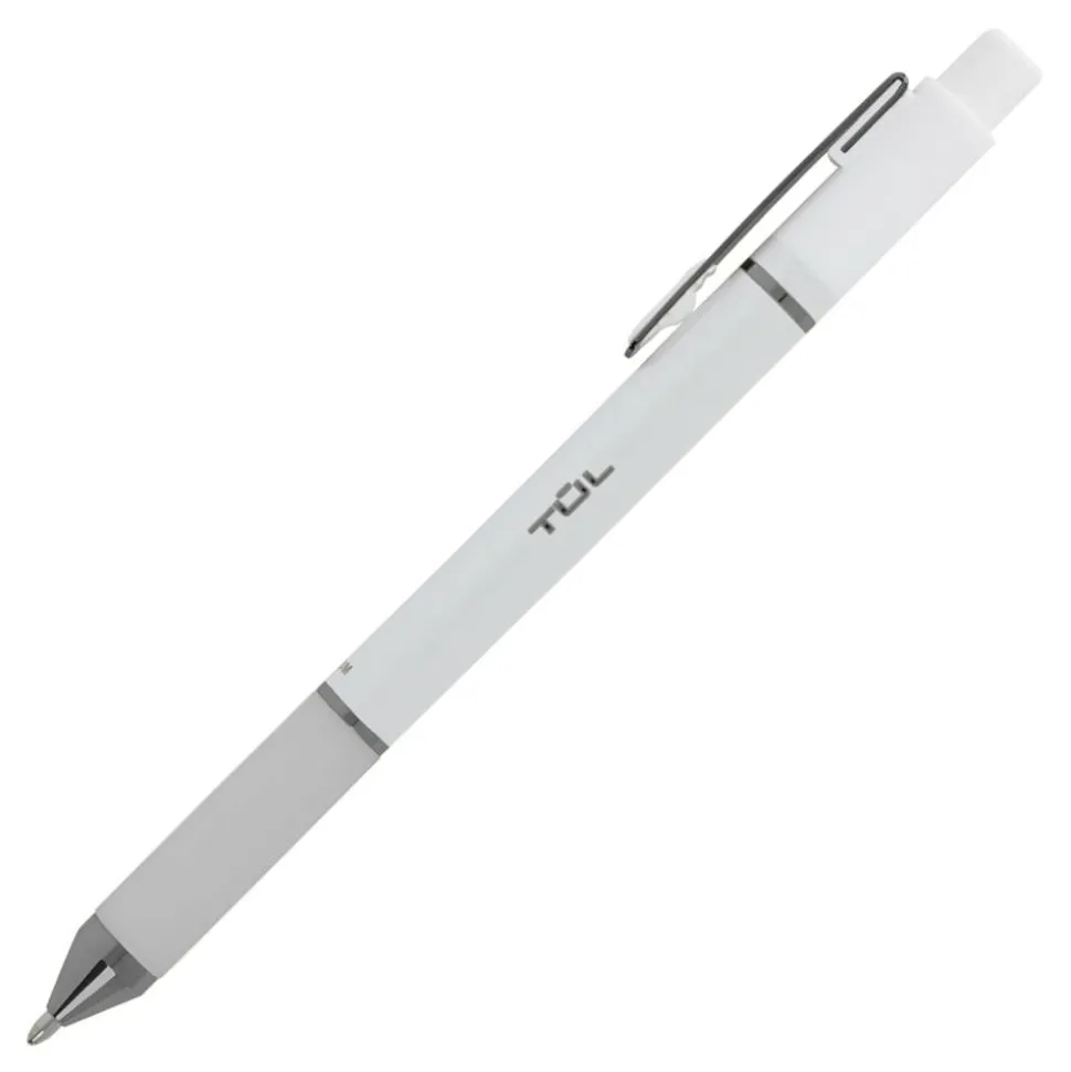 TUL BP Series Retractable Ballpoint Pens, Medium Point, 1.0 mm, Pearl White Barrel, Blue Ink, Pack Of 12 Pens