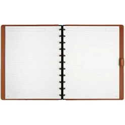 TUL Discbound Notebook With Leather Cover, Letter Size, Narrow Ruled, 60 Sheets, Brown