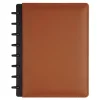 TUL Discbound Notebook With Leather Cover, Junior Size, Narrow Ruled, 60 Sheets, Brown