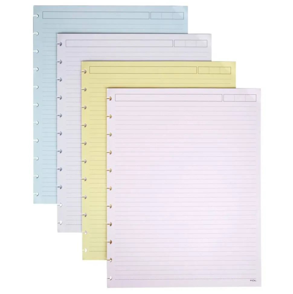 TUL Discbound Notebook Refill Pages, Letter Size, Narrow Ruled, 50 Sheets, Assorted Colors