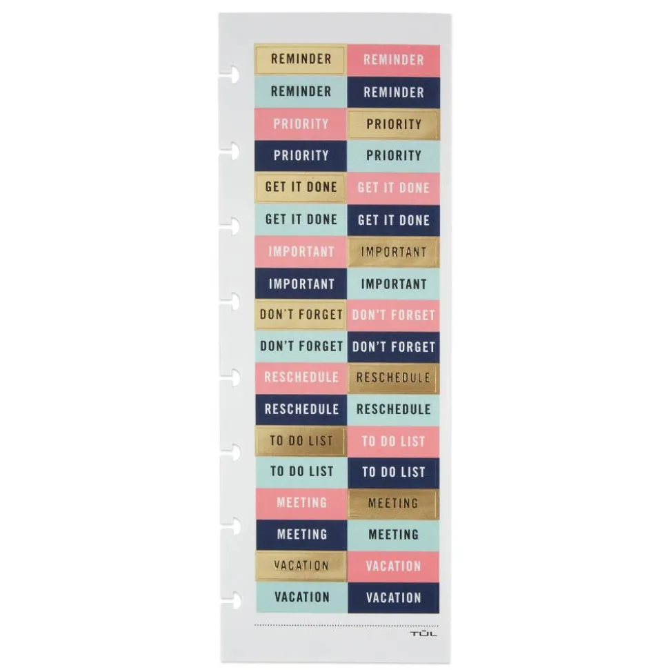 TUL Discbound Notebook Sticker Sheets, 3" x 8-1/2", Assorted, 10 Sheets, 2 Sheets of 5 Designs