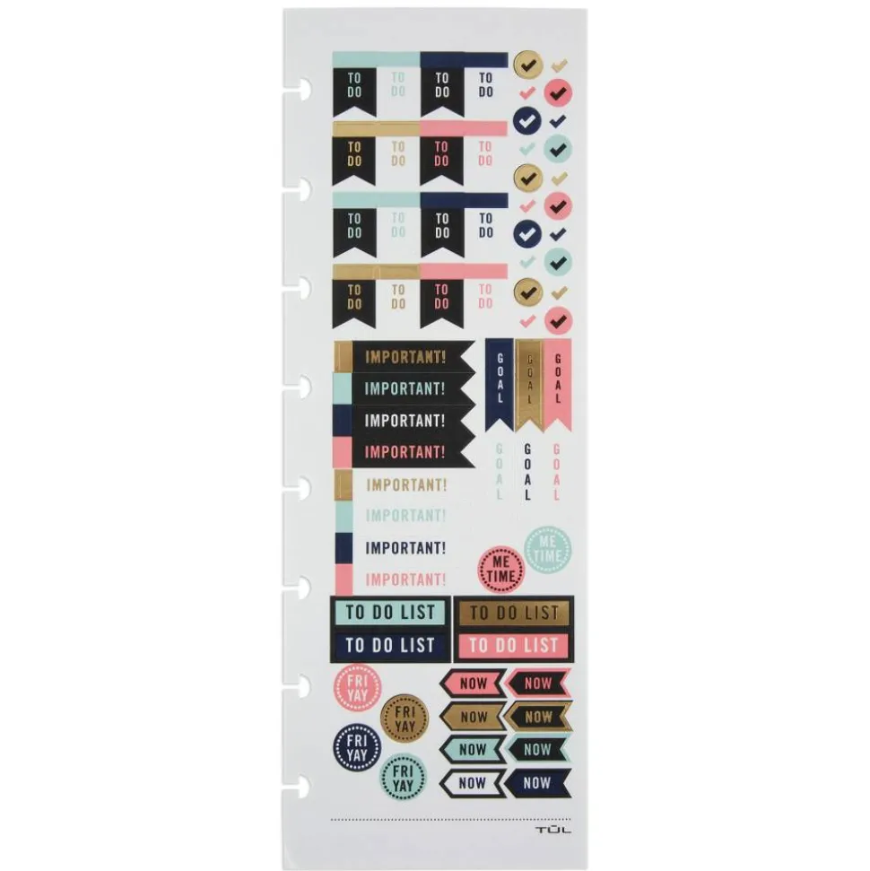 TUL Discbound Notebook Sticker Sheets, 3" x 8-1/2", Assorted, 10 Sheets, 2 Sheets of 5 Designs