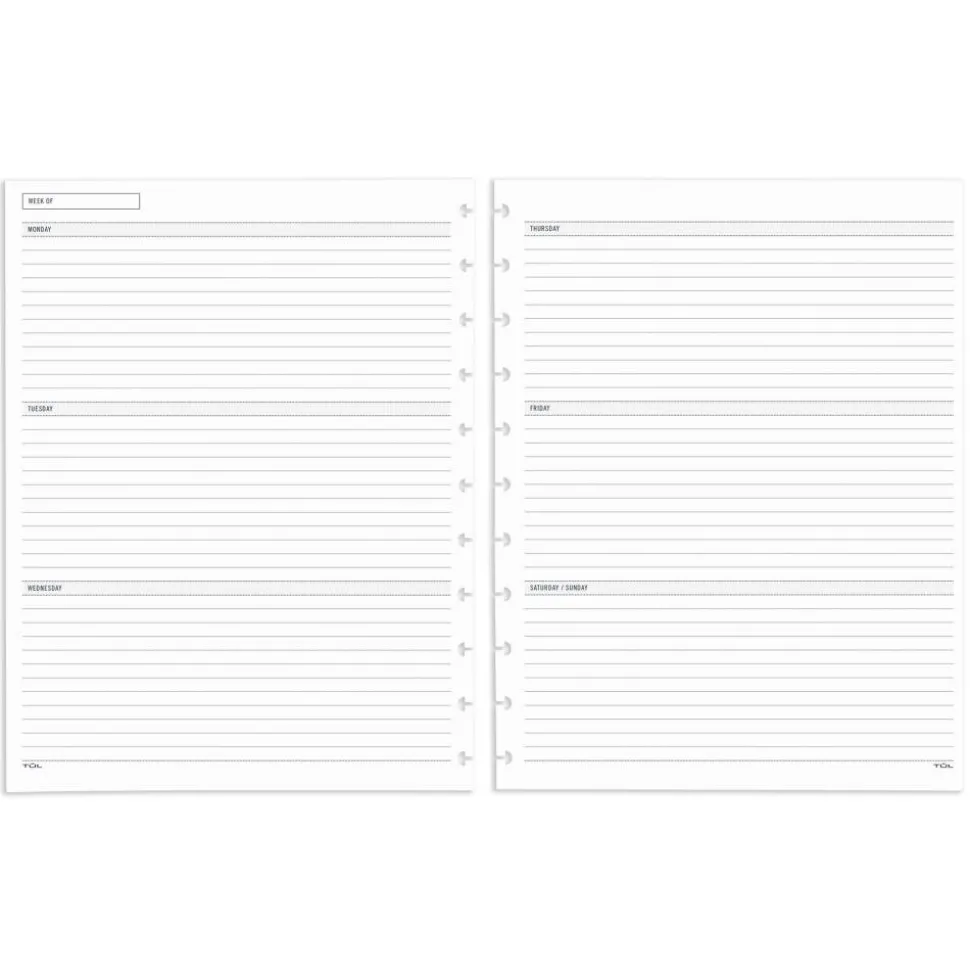 TUL Discbound Undated Weekly/Monthly Refill Pages, Letter Size, 68 Sheets, Undated Calendar