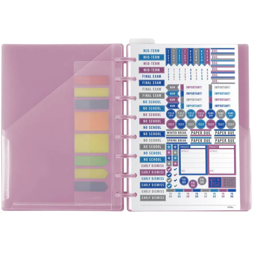 2026-2027 TUL Discbound Weekly/Monthly Student Planner, Junior Size, Pink, July To June, 2026 to 2027 Calendar