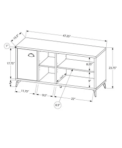 Tv Stand, 48 Inch, Console, Media Entertainment Center, Storage Cabinet, Living Room, Bedroom, White And Grey Laminate, Black Metal, Contemporary, Modern