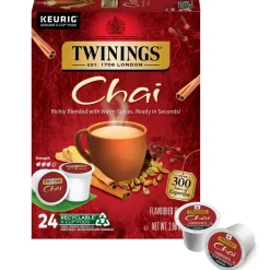 Twinings Chai Tea Keurig K-Cup Pods, 0.11 Oz, 24/Box