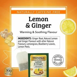 Twinings Lemon & Ginger Herbal Tea Bags, 25/Box