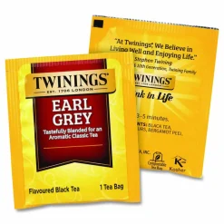 TWININGS Tea Bags, Earl Grey, Individually Wrapped, 100/Carton