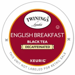 TWININGS Tea K-Cups, English Breakfast Decaffeinated Tea, 0.11 oz K-Cups, 24/Box