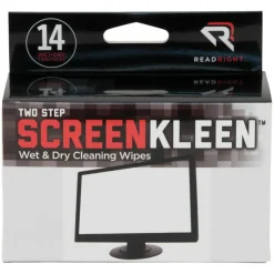 Two Step ScreenKleen Wet and Dry Cleaning Wipes, 5 x 5, 14/Box