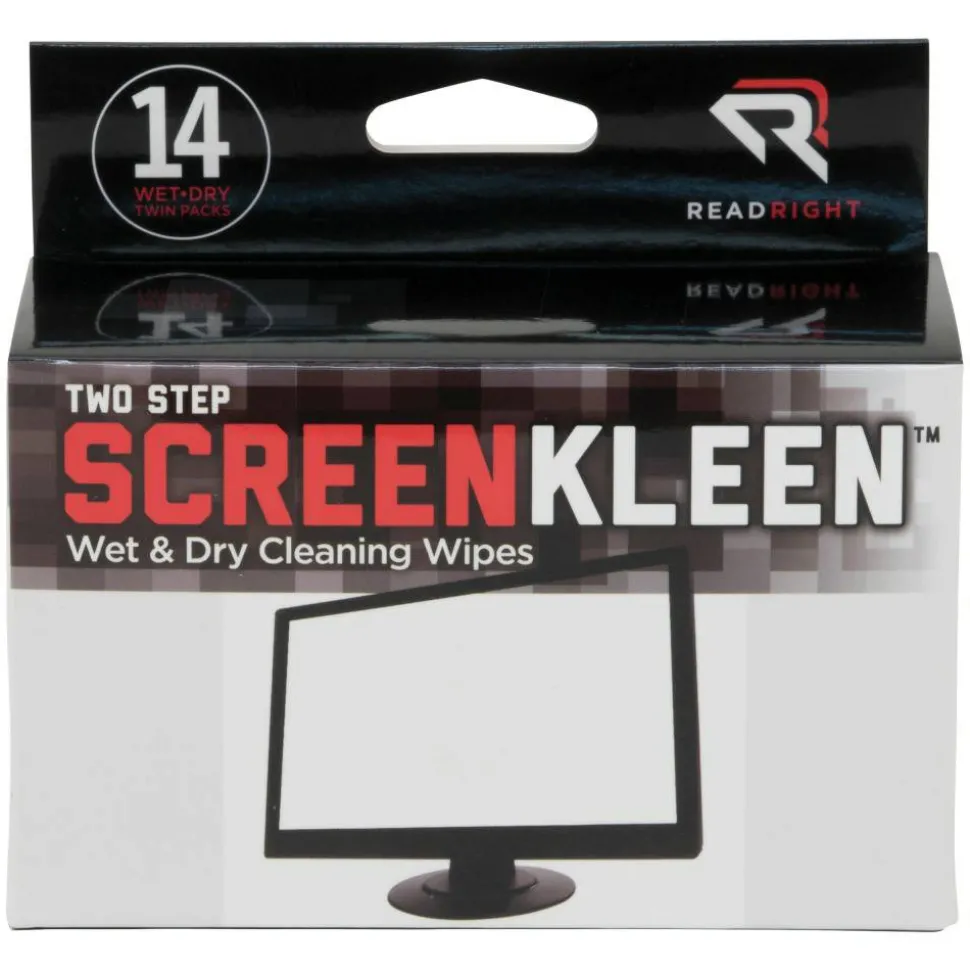 Two Step ScreenKleen Wet and Dry Cleaning Wipes, 5 x 5, 14/Box