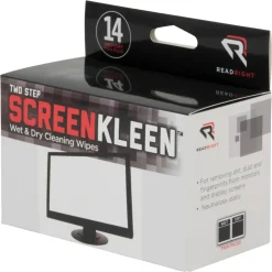 Two Step ScreenKleen Wet and Dry Cleaning Wipes, 5 x 5, 14/Box