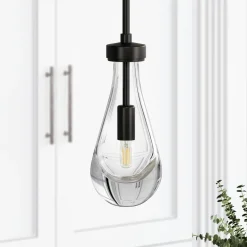 Twyla 5" Wide Pendant with Glass Shade in Blackened Bronze/Clear