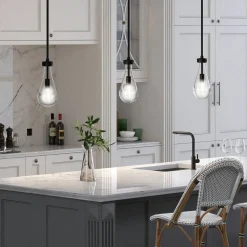 Twyla 5" Wide Pendant with Glass Shade in Blackened Bronze/Clear