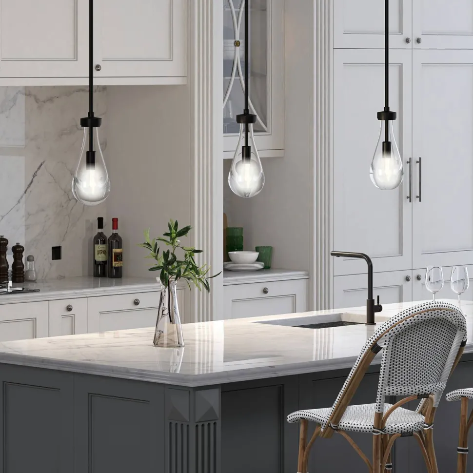 Twyla 5" Wide Pendant with Glass Shade in Blackened Bronze/Clear