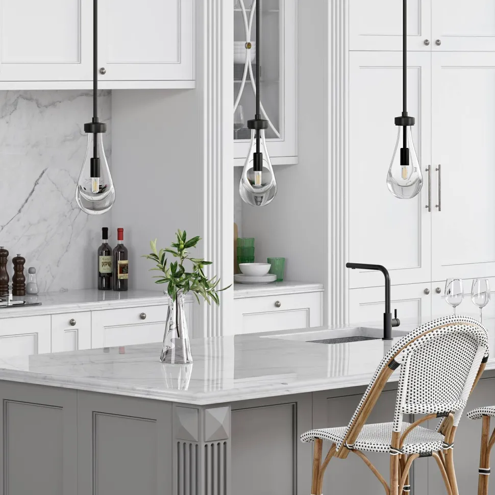Twyla 5" Wide Pendant with Glass Shade in Blackened Bronze/Clear