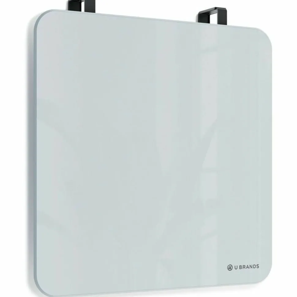 U Brands Frameless Magnetic Cubicle/Wall Glass Dry Erase Board, 12" X 12", Frosted White