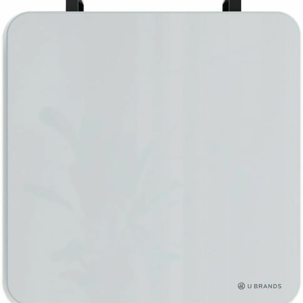 U Brands Frameless Magnetic Cubicle/Wall Glass Dry Erase Board, 12" X 12", Frosted White