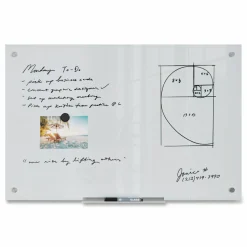 U Brands Magnetic Glass Dry Erase Board Value Pack, 36" x 24" (Actual Size: 35" x 23"), Frosted White Surface