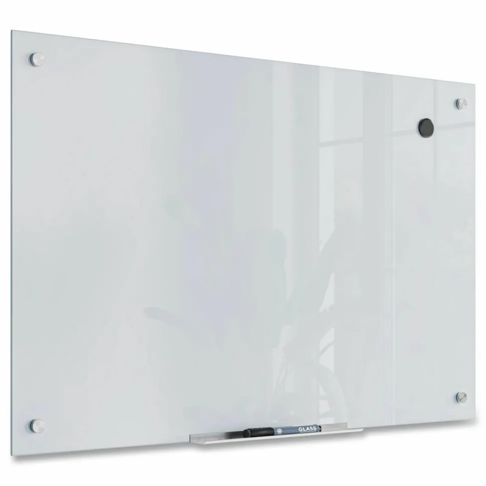 U Brands Magnetic Glass Dry Erase Board Value Pack, 36" x 24" (Actual Size: 35" x 23"), Frosted White Surface